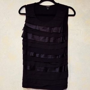 Ann Taylor Black Small Sleeveless Shirred Shirt